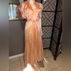 Chic Peach Satin Evening Dress